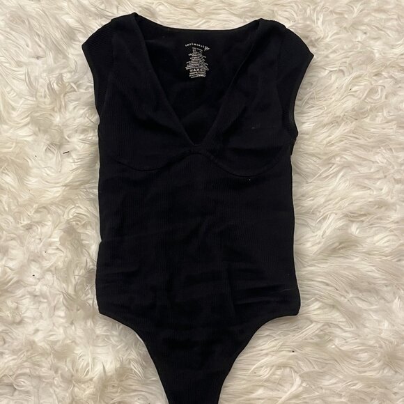 Free People Tops - Intimately Free People Black Ribbed V Neck Body Suit XS/S